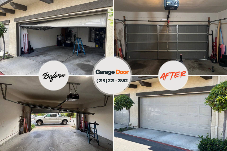 Before and after: garage door repair Richmond Hill, GA